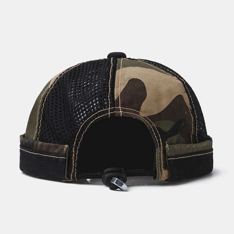 Collrown Unisex Camouflage Pattern Breathable Mesh Casual Brimless Beanie Landlord Hat Skull Hat