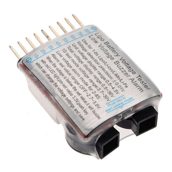 5Pcs 2 in 1 Lipo Battery Low Voltage Tester 1S-8S Buzzer Alarm