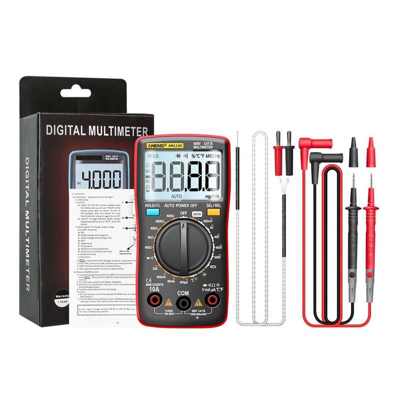 ANENG AN113C Intelligent Auto Measure Digital Multimeter 4000 Counts True RMS LCD Digital Multimeter