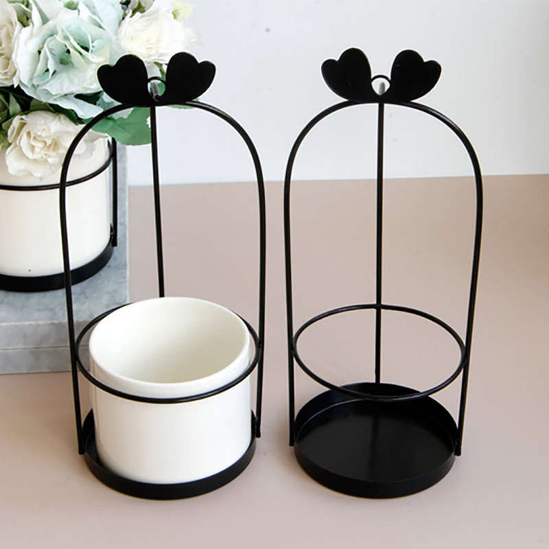 Nordic Vase Hanging Basket Wrought Iron Flower Pot Hanging Iron Frame Flower Stand Hydroponic Flower