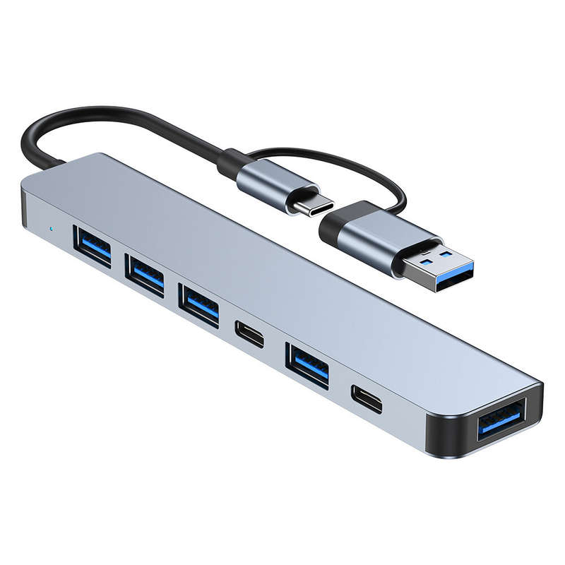 7 in 1 Type-C Docking Station with USB Adapter USB2.0*4 USB3.0 USB-C Data PD5W USB-C Multiport Hub S