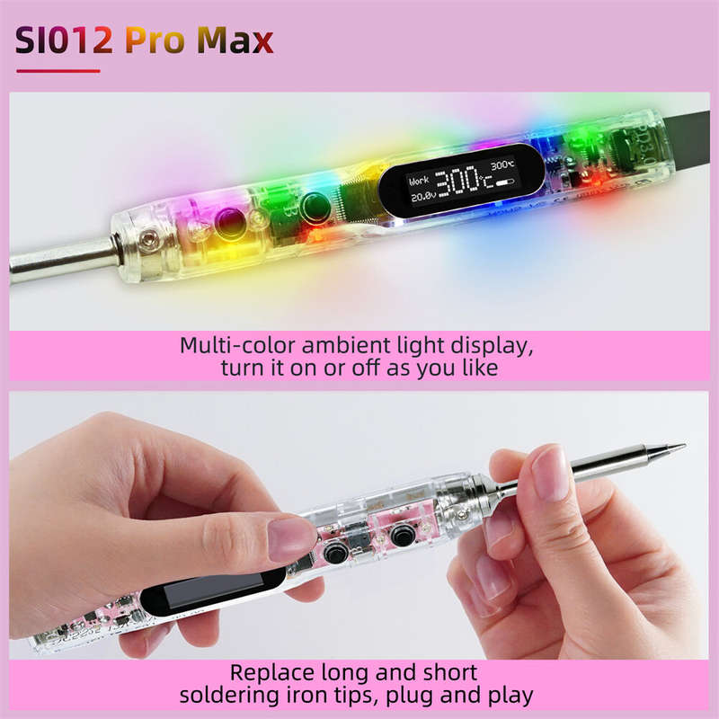 SEQUER SI012 Pro Max TS-B2 Portable OLED Soldering Iron with Color Ambience Light Chinese English an