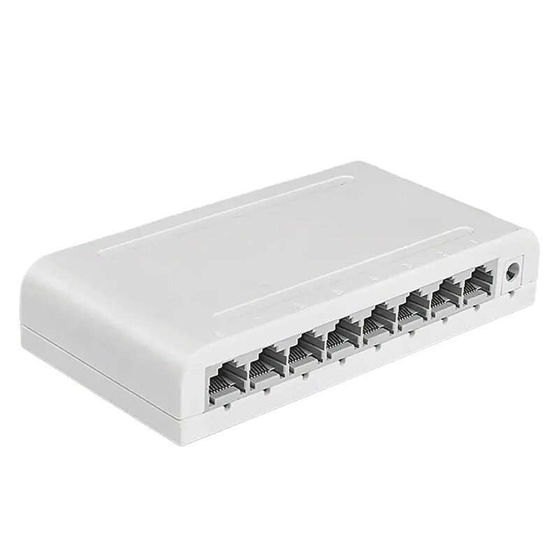 8 Port Gigabit Data Switch Network Hub Desktop Ethernet Splitter Plug and Play Shielded Ports Fanles