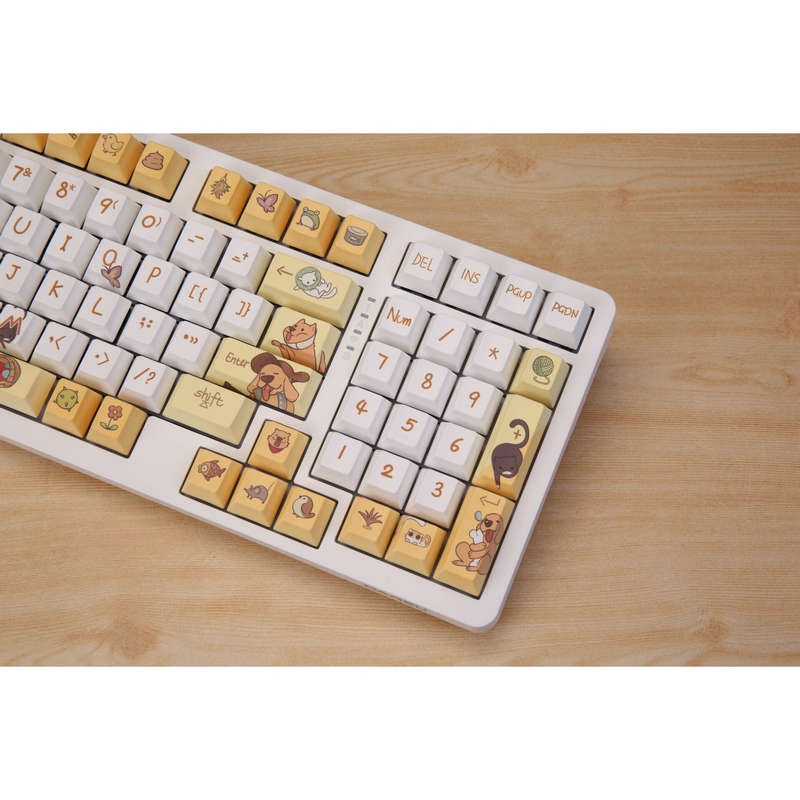 121 Keys Cat And Dog Diary PBT Keycap Set Cherry Profile Sublimation Pet Custom Keycaps for Mechanic