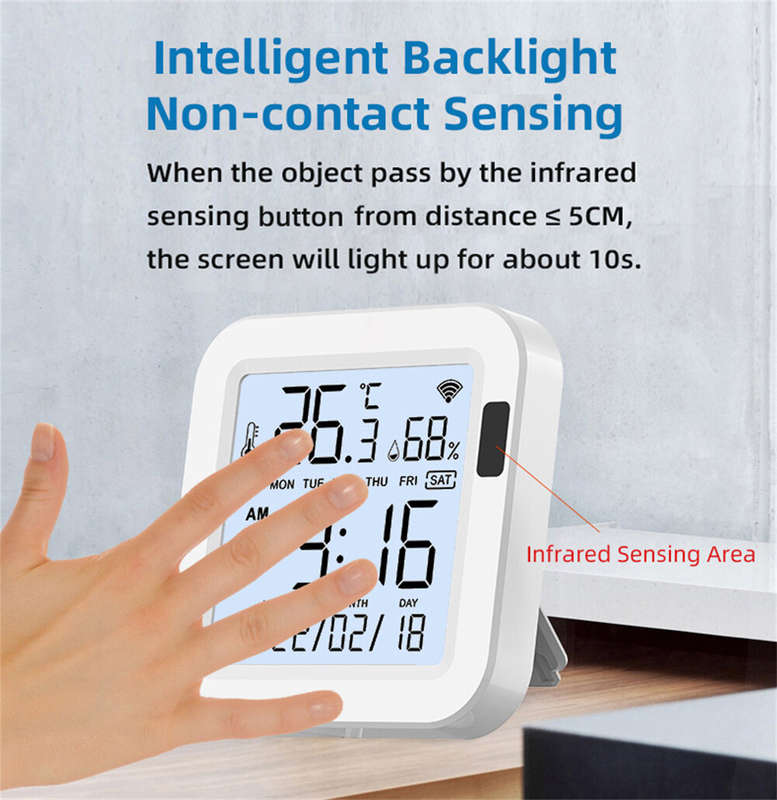 Smarsecur Smart Wifi Temperature and Humidity Sensor with Real Time Monitoring, Adjustable Temperatu