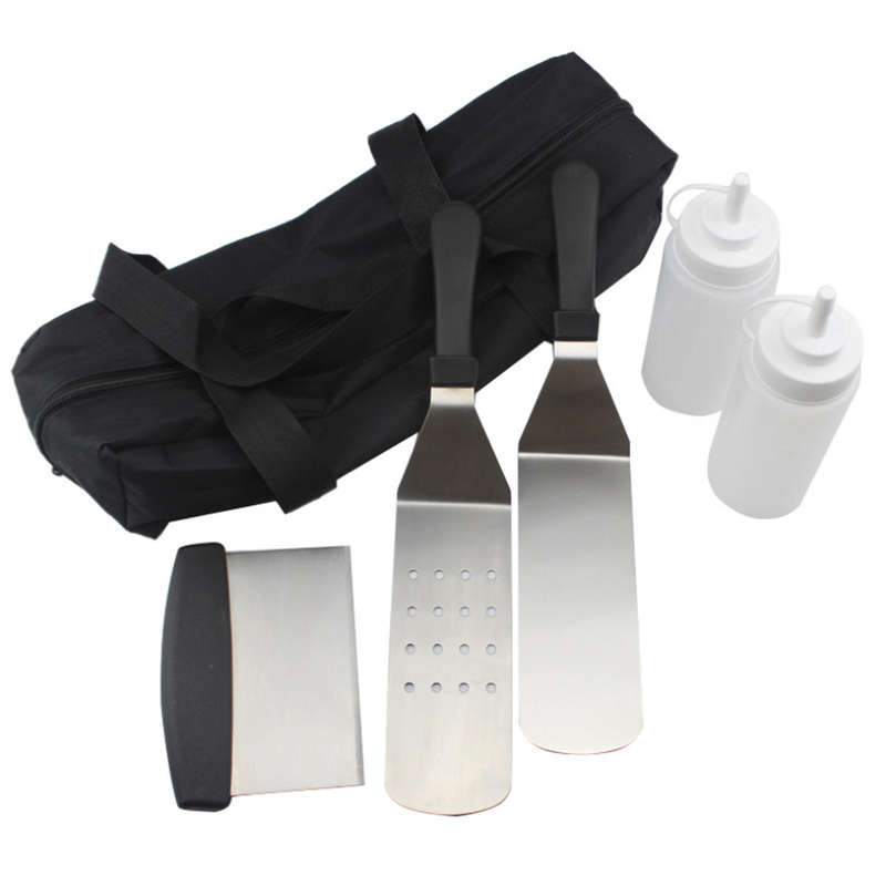 5Pcs Stainless Steel Griddle Cooking Tools Kit for Grill Salad Scraper Chopper Pizza BBQ Baking Kitc