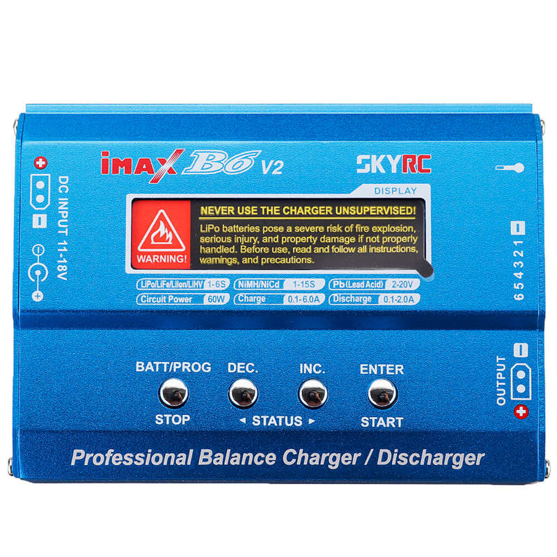 SKYRC iMAX B6 V2 60W 6A DC 2.5mm/XT60 Dual Input Battery Balance Charger Discharger with XT60 Output