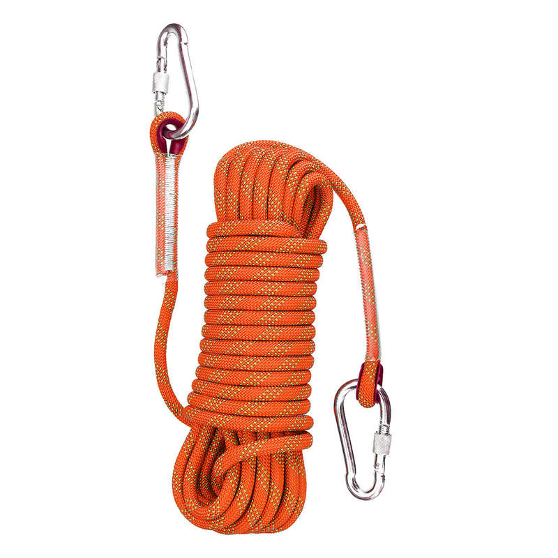 (Color1 Orange)30mx10mm Double Buckle Professional Rock Climbing Rope Outdoor Sports Survival Do...