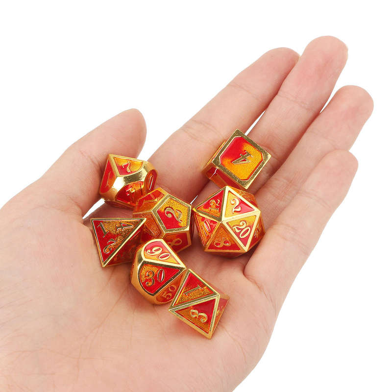 7PCS/SET Creative Metal Multi-faced Dice Set Heavy Duty Polyhedral Dices Role Playing Game Party Gam