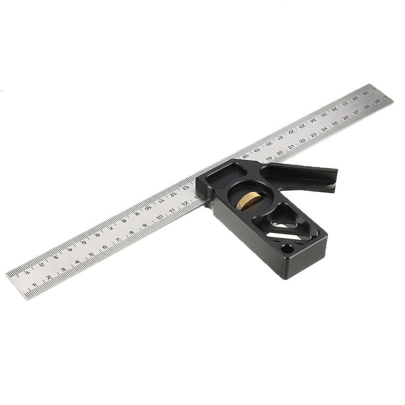 ENJOYWOOD Adjustable 300mm Aluminum Alloy Combination Square 45 90 Degree Angle Scriber Steel Ruler