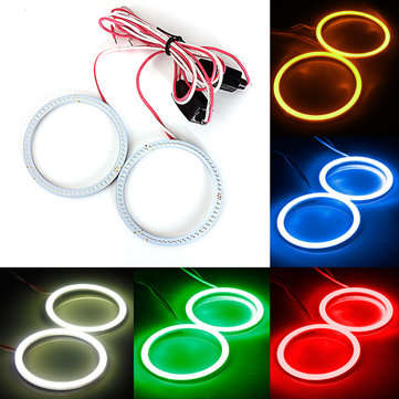 Car COB Bulb 12V-24V 60MM 66 LED Angel Eyes Halo Ring Lamp Light (COLOR.: GREEN)