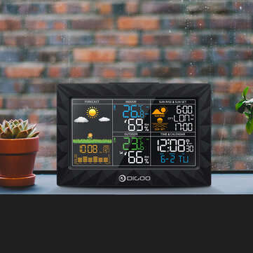 DIGOO DG-TH8988 3CH LCD Color Weather Station + Outdoor Remote Sensor Thermometer Humidity Snooze Cl