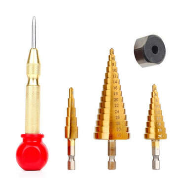 Drillpro 25pcs Woodworking Chamfer Countersink Drill Bit Set Step Drill Bits 5 Flute 90 Degree Count