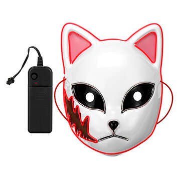 LED Luminous Mask Halloween Flash Mask Japanese Animation Dance Props EL Luminous Cat Face Mask