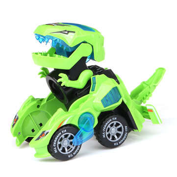Creative Dinosaur Deformation Toy Car Puzzle Dinosaur Electric Toy Car Light and M... (COLOR: GREEN)