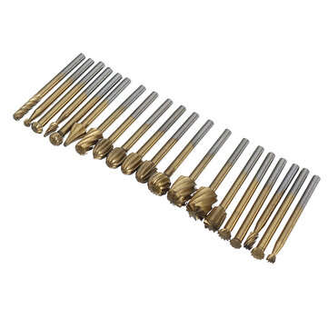 Drillpro 20Pcs Titanium Coated Rotary File Cutters HSS Mini Burr Wood Working Milling Carving Rasp D
