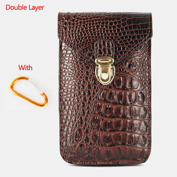 Men PU Leather Crocodile Pattern Multifunctional Casual Double Layer 6.5Inch Phone Bag ... (NO.: 02)