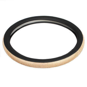 15 Inch 38cm Car Steering Wheel Covers Universal with Crystal Rhinestone (COLOR.: GOLD)