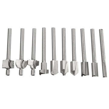10pcs 1/8 Inch Shank High Speed Steels Trimming Cutter Router Bit Woodworking Tool