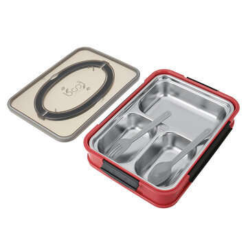 3/4-Grid Bento Box Large Capacity Students Lunch Box Eco-Friendly Leakproof 1000ml Food... (TYPE: C)