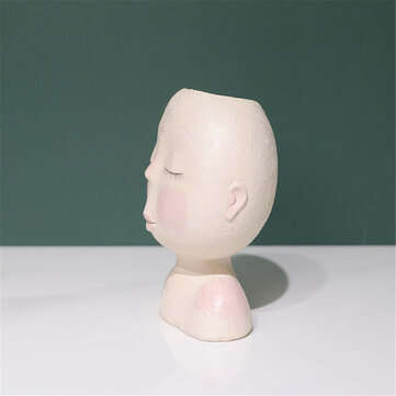 Nordic Doll Shaped Flower Pot Sculpture Flower Pot Art Vase Home Decor Succulents Head Shaped Vase O
