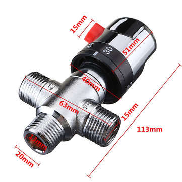 22mm Hot Cold Water Thermostatic Mixing Valve 3 Way Adjust Temperature Control Valve