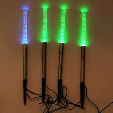 4pcs RGB Three-color Gradient Solar Lamp Garden Landscape Solar Acrylic Bubble White LED Light