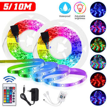 5M 10M 2835 RGB 600 LED Strip Light Non-waterproof DC12V+24 KEY Remo... (LENGTH: 10M | PLUG: EUPLUG)