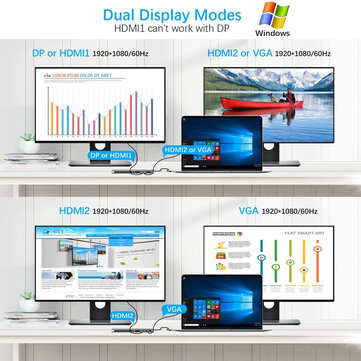 Bakeey 12 In 1 Triple Display USB Type-C Hub Docking Station Adapter With Dual 4K HDMI Display / 108