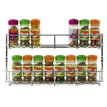 2 Tier Kitchen Spice Rack Cupboard Organizer Wall Mount Storage Pantry Eggs Holder