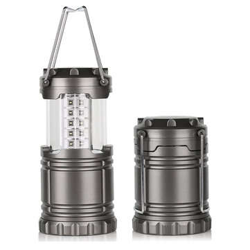 Battery Operated LED Camping Light Portable Hanging Lantern Outdoor Hiking Lamp (COLOR: GREY)