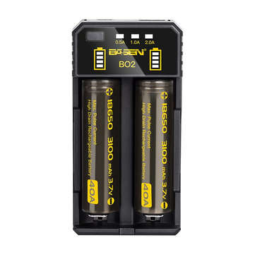 Basen BO2 Smart Li-ion Battery Charger for 14500 18650 26650 21700 Battery (COLOR: BLACK)