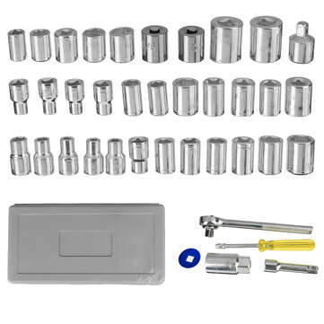 40Pcs Car Repair Tool Set Wrench Combo Spanner Tools Kit Chrome Vanadium Steel