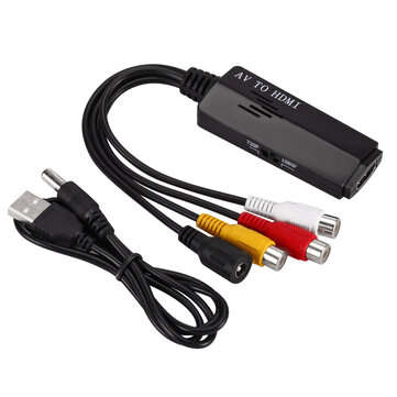 GRWIBEOU HD 1080P AV to HDMI Converter Adapter Composite Audio and Video CVBS to HDMI Converter Box
