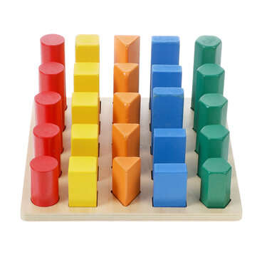 Kids Wooden Geometric Toys Shape Color Cognition Hand Eye Coordination Training Early Educational Pu