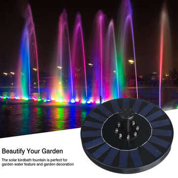 LED Light Solar Pump Powered Floating Water Fountain Garden Birdbath Pond