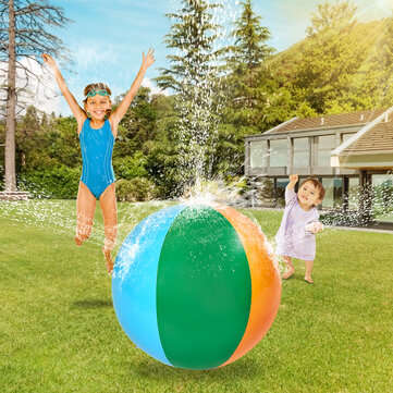 Rainbow Beach Balls Inflatable Water Spray Beach Ball Summer Outdoor Sport Game Kids Sprinkler Toy b