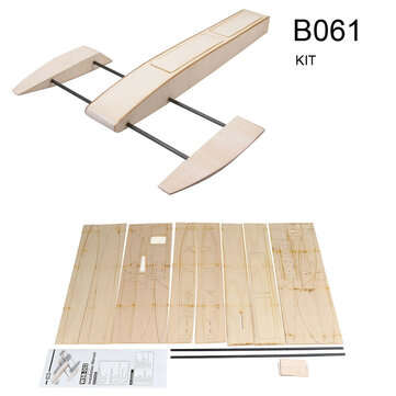 B061 B068 DIY RC Speed Boat Kit Wooden Sponson Outrigger Shrimp Model (NO.: B061)