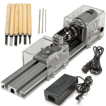 DC 24V Mini Lathe Beads Machine Wood Working DIY Lathe Polishing Drill Rotary Tool