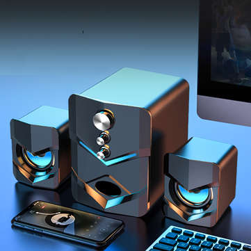 SADA D-222 3 in 1 Computer Speaker 2.1 Channel Speaker USB 3.5mm Wired blue... (TYPE: WITHBLUETOOTH)