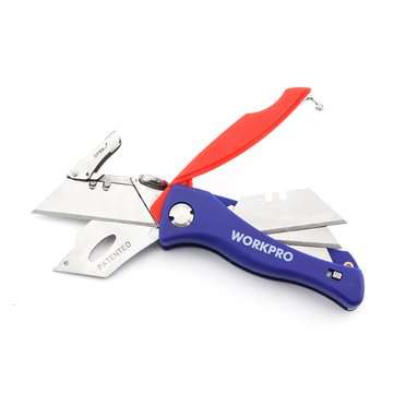 WORKPRO W011017N Folding Utility Kni-fe Safety Box Cutter with 13pcs Blades Included Multi Tools