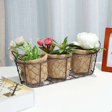 Vintage Wire Baskets Three Baskets Rattan Hanging Flower Pot Food Baking Supplies Storage Basket