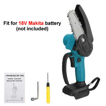 4 Inch Electric Chain Saw Cordless Chainsaw Multi-function Woodworking Wood Cutter ... (COLOR: BLUE)