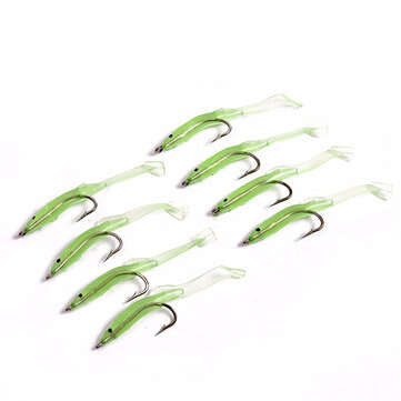 LEO 4 to10 Pcs Luminous Fishing Lure Bait Silica Gel Carbon Hooks Night Light Fishing ... (NO.: 004)