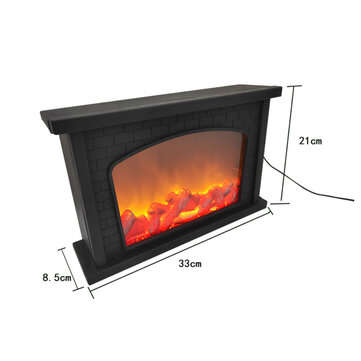 USB Rechargeable Creative Fireplace Flame Lamp Nordic Style Flame Effect Portable LED Simulation Fir