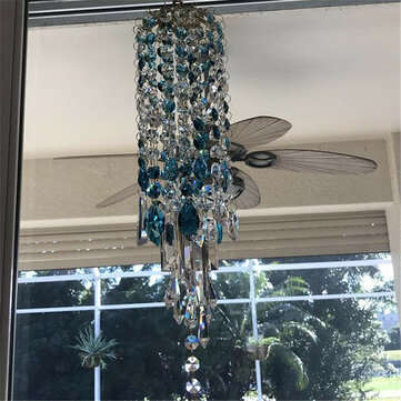 Blue White Crystal Wind Chimes Extended Version Free Cleaning Fuss-free Assembly Wind Chimes for Gar