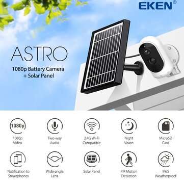 EKEN Astro 1080p Battery Camera IP65 WiFi Weatherproof Motion Sensor Detection Wireless IP Security