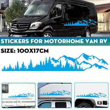 Car Side Body Sticker Decal Mountains For RV SUV Camper Motorhome Van Caravan (COLOR: BLUE)