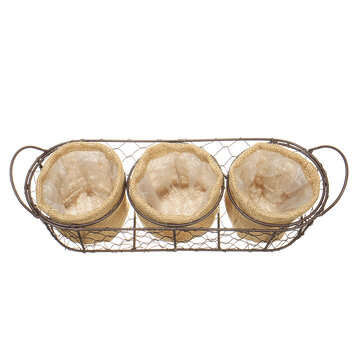 Vintage Wire Baskets Three Baskets Rattan Hanging Flower Pot Food Baking Supplies Storage Basket