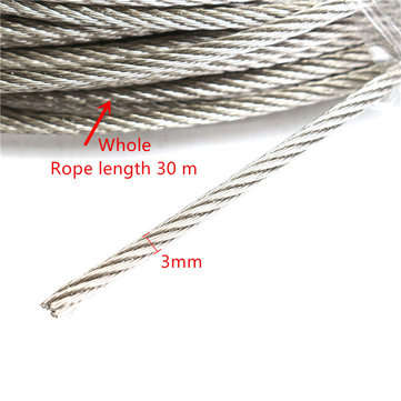 304 Stainless Steel 3mm Diameter Cable Wire Clothes Cable Line Wire Rope Length 30M